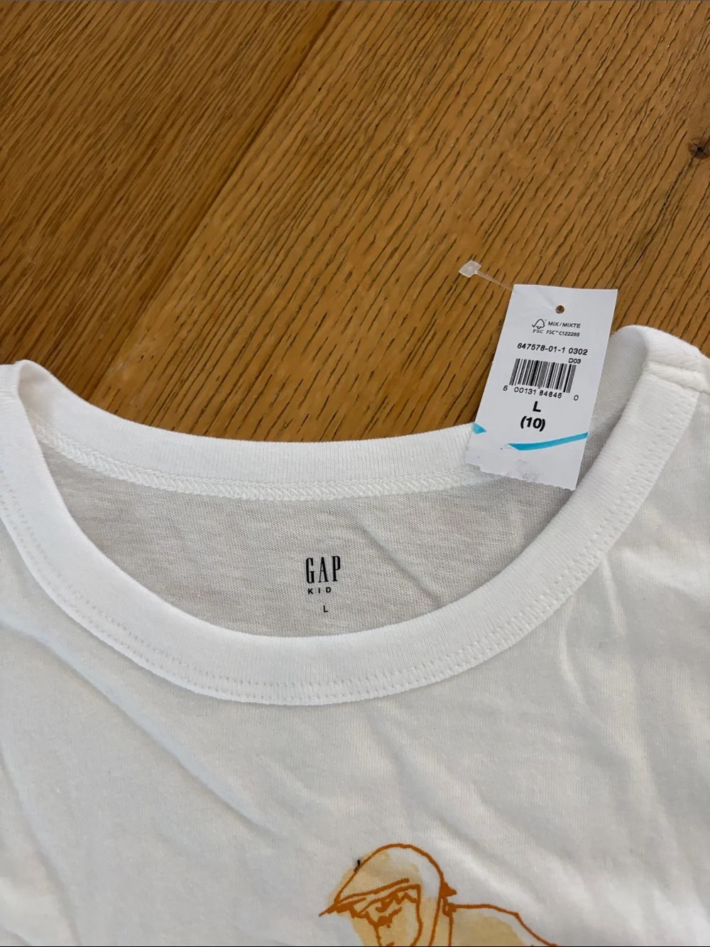GAP Boys White Long-Sleeve Tee, size L 10 Large